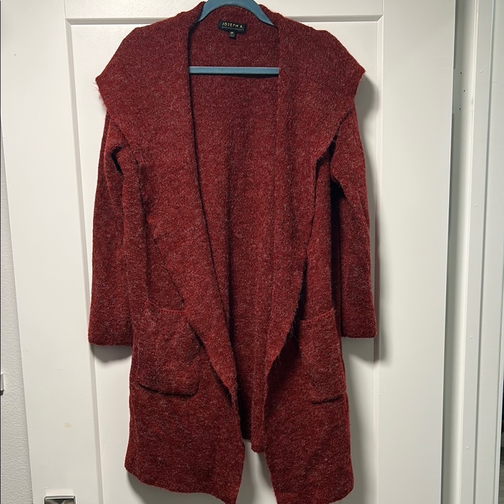 Joseph A Red Cardigan Sweater Textured Knit